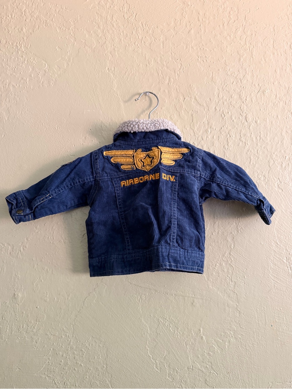 Kids Blue Corduroy Jean Jacket with Cream Sherpa Collar - Picture 3 of 5
